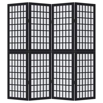 Kamerscherm met 4 panelen massief paulowniahout zwart Kamerscherm met 4 panelen massief paulowniahout zwart