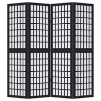 Kamerscherm met 4 panelen massief paulowniahout zwart - thumbnail