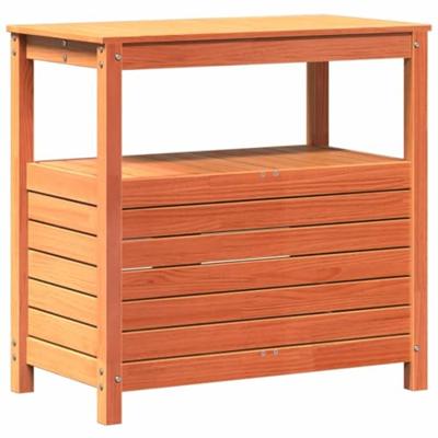 VidaXL Oppottafel met schappen 82,5x45x81 cm massief grenenhout bruin