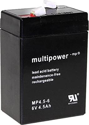 multipower PB-6-4,5-4,8 Loodaccu 6 V 4.5 Ah Loodvlies (AGM) (b x h x d) 70 x 105 x 47 mm Kabelschoen 4.8 mm Onderhoudsvrij, Geringe zelfontlading