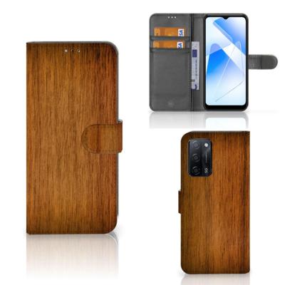 OPPO A16/A16s/A54s | Book Style Case | Donker Hout OPPO A16/A16s/A54s | Book Style Case | Donker Hout