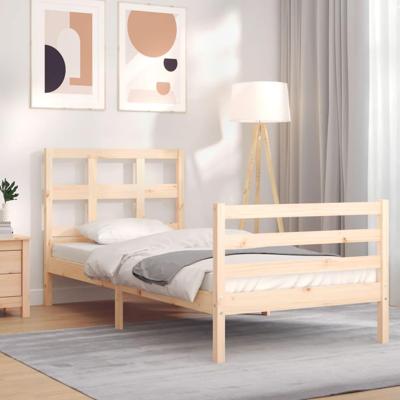 Bedframe met hoofdbord massief hout