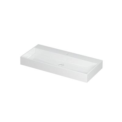 INK United Wastafel Porselein met 1 Kraangat incl. Porseleinen Click Plug en Verborgen Overloop Systeem - 1000x450x110 mm - Glans Wit