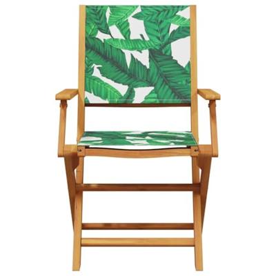 Tuinstoelen 2 st bladpatroon massief acaciahout en stof - thumbnail