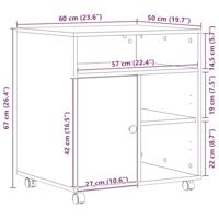 VidaXL Printerstand zwart eiken 60 x 50 x 67 cm bewerkt hout - thumbnail