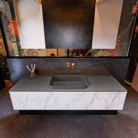 Badkamermeubelset Mondiaz Erin 150 cm met 1 Lade met RIDGE Wastafel Midden Dark grey Zonder Kraangaten Greeploos Mat Carrara - thumbnail