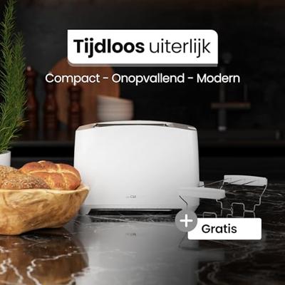 Clatronic TA 3801 W Broodrooster CoolTouch-behuizing, Met broodrekje, Controlelampje Wit Clatronic TA 3801 W Broodrooster CoolTouch-behuizing, Met broodrekje, Controlelampje Wit