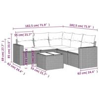 6-delige Loungeset met kussens poly rattan beige - thumbnail