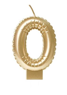 Folie Ballon Kaarsje Cijfer &apos;0&apos; Goud