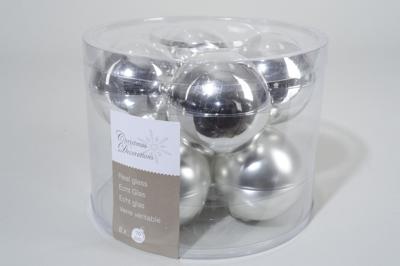 Kerstballen Glas Ø7cm Zilver 8st