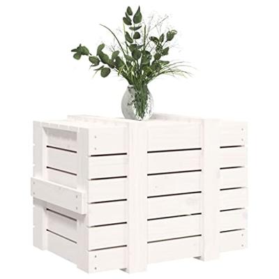 VidaXL Opbergbox 58x40,5x42 cm massief grenenhout wit