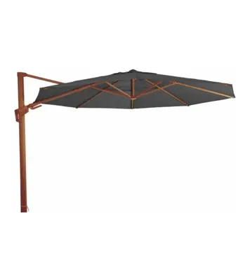 VirgoFlex Zweefparasol houtlook grijs 350 cm ronde parasol