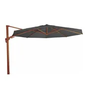 VirgoFlex Zweefparasol houtlook grijs 350 cm ronde parasol - thumbnail