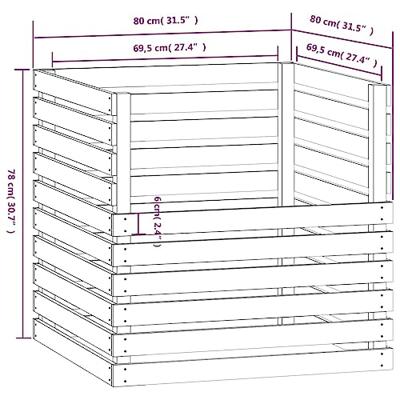 VidaXL Compostbak 80x80x78 cm massief grenenhout honingbruin