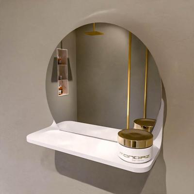 MONDIAZ SPOT spiegel rond 30cm met Spiegelplanchet kleur Talc.