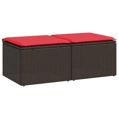 2-delige Loungeset met kussens poly rattan acacia bruin