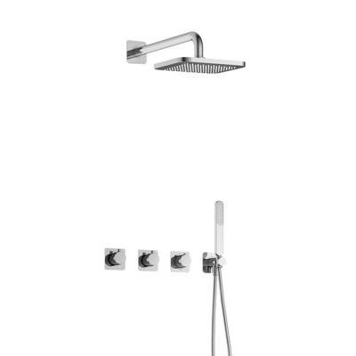 Hotbath Gal - Inbouw Regendoucheset - Chroom - 2 Stopkranen - Thermostatisch - Wandarm 35 cm - Hoofddouche 220 mm - Staafhanddouche - V02