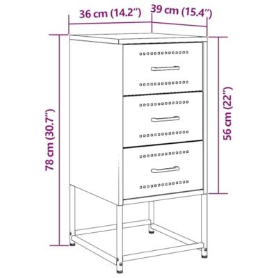 Nachtkastje 36x39x78 cm staal antracietkleurig