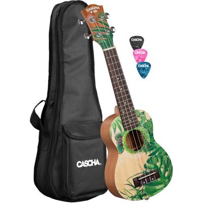 Cascha HH 2602 Sopran Art Series Leafy sopraan ukelele set Cascha HH 2602 Sopran Art Series Leafy sopraan ukelele set