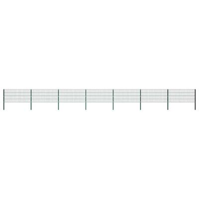 Schuttingpaneel met palen ijzer 1212x80 cm groen Schuttingpaneel met palen ijzer 1212x80 cm groen