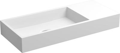 Fontein Clou Mini Wash Me Rechts 45x19x6cm Aluite Mat Wit (Met Voorbewerkt Kraangat) Fontein Clou Mini Wash Me Rechts 45x19x6cm Aluite Mat Wit (Met Voorbewerkt Kraangat)