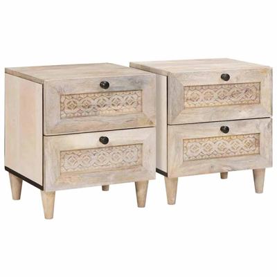 Nachtkastje 2 pcs Beige 40 x 33 x 46 cm Massief acaciahout