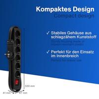 REV 0012626514 Stekkerdoos met schakelaar 6-voudig Zwart Randaarde stekker 1 stuk(s) - thumbnail