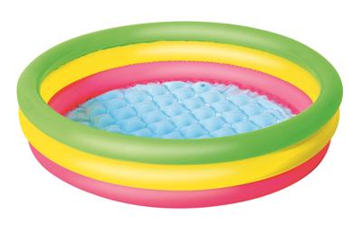 Bestway Opblaasbaar Kinderzwembad 3 Ringen Gewatteerde Bodem 102x25 cm +2 Jaar Tuin 51104