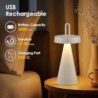 Draadloze Oplaadbare LED Tafellamp - Binnen & Buiten - Dimbaar - ø12.8 x 29 cm - Warmwit licht - 3000mAh - Grijs - thumbnail