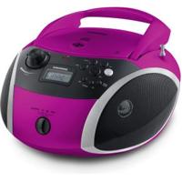 Grundig GRB 3000 BT draagbare radio Boombox met Bluetooth roze/zilver - thumbnail