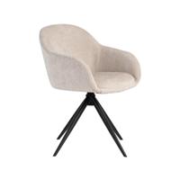 LABEL51 Eetkamerstoel Fiby - Naturel - - Zwart Metalen Frame - thumbnail