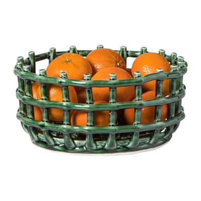 Mand keramiek klein - groen - ø23x11 cm
