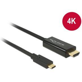 DeLOCK usb-c (male) > hdmi (male) (dp alt mode) kabel (zwart, 2 meter, 4k 30 hz)