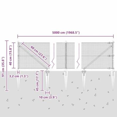 VidaXL Afrasteringspaal grijs 50 x 0,4 m (16 x 16 mm gaas)