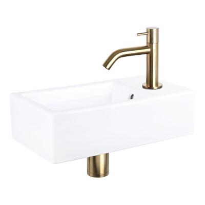 Differnz Differnz Force fonteinset keramiek - kraan gebogen mat goud Differnz Differnz Force fonteinset keramiek - kraan gebogen mat goud