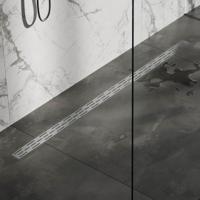 Brauer Douchegoot - 140x7x6.7cm - ondiepe vloerflens - zijuitloop - RVS DR-SRF140NG - thumbnail