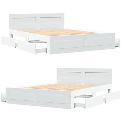 Bedframe met hoofdeinde zonder matras 160x200 cm wit