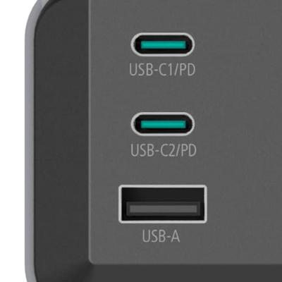 Hama Stekkerdoos 4-voudig USB-C/A 65W PD Schakelaar 1,4 M Zwart/grijs