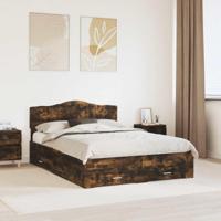 Bedframe met hoofdeinde Gerookt eiken 140 x 190 cm Bewerkt hout - thumbnail