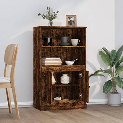 Hoge kast 60x35,5x103,5 cm bewerkt hout gerookt eikenkleurig