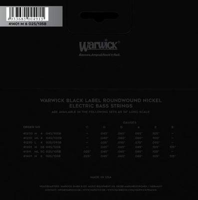 Warwick Black Label 41401 M 6 Nickel Plated Steel 25-135 snarenset voor 6-snarige elektrische bas
