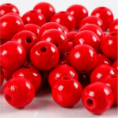 Creativ Company Houten kralen, d 12 mm, gatgrootte 3 mm, ca. 40 stuk, rood, 22 gr/ 1 doos