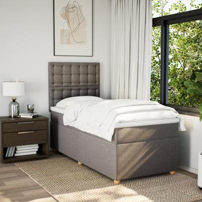 Boxspring met matras stof taupe 100x200 cm - thumbnail