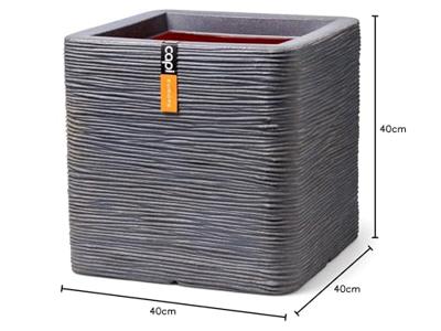 Capi pot vierkant rib - 40 cm donkergrijs - thumbnail