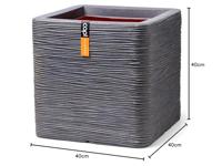 Capi pot vierkant rib - 40 cm donkergrijs - thumbnail
