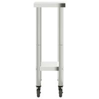 VidaXL Keukenwerktafel met wielen 55x30x85 cm roestvrij staal - thumbnail