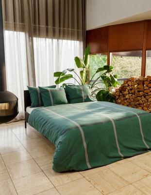 Kayori dekbedovertrek Kagura Flanel Donkergroen