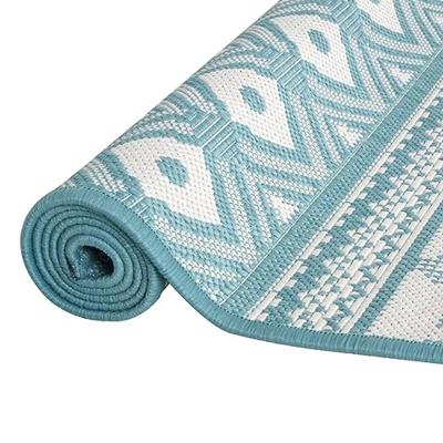 VidaXL Buitenkleed omkeerbaar 80x150 cm aqua en wit