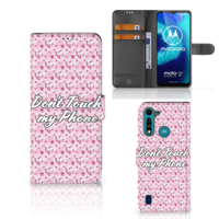 Motorola G8 Power Lite Portemonnee Hoesje Flowers Pink DTMP - thumbnail
