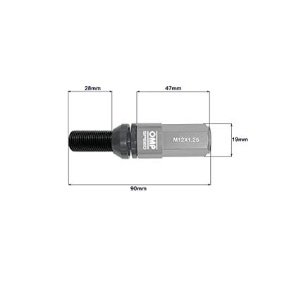 Schroevenkit OMP OMPS09971204 28 mm Grijs M12 x 1,25